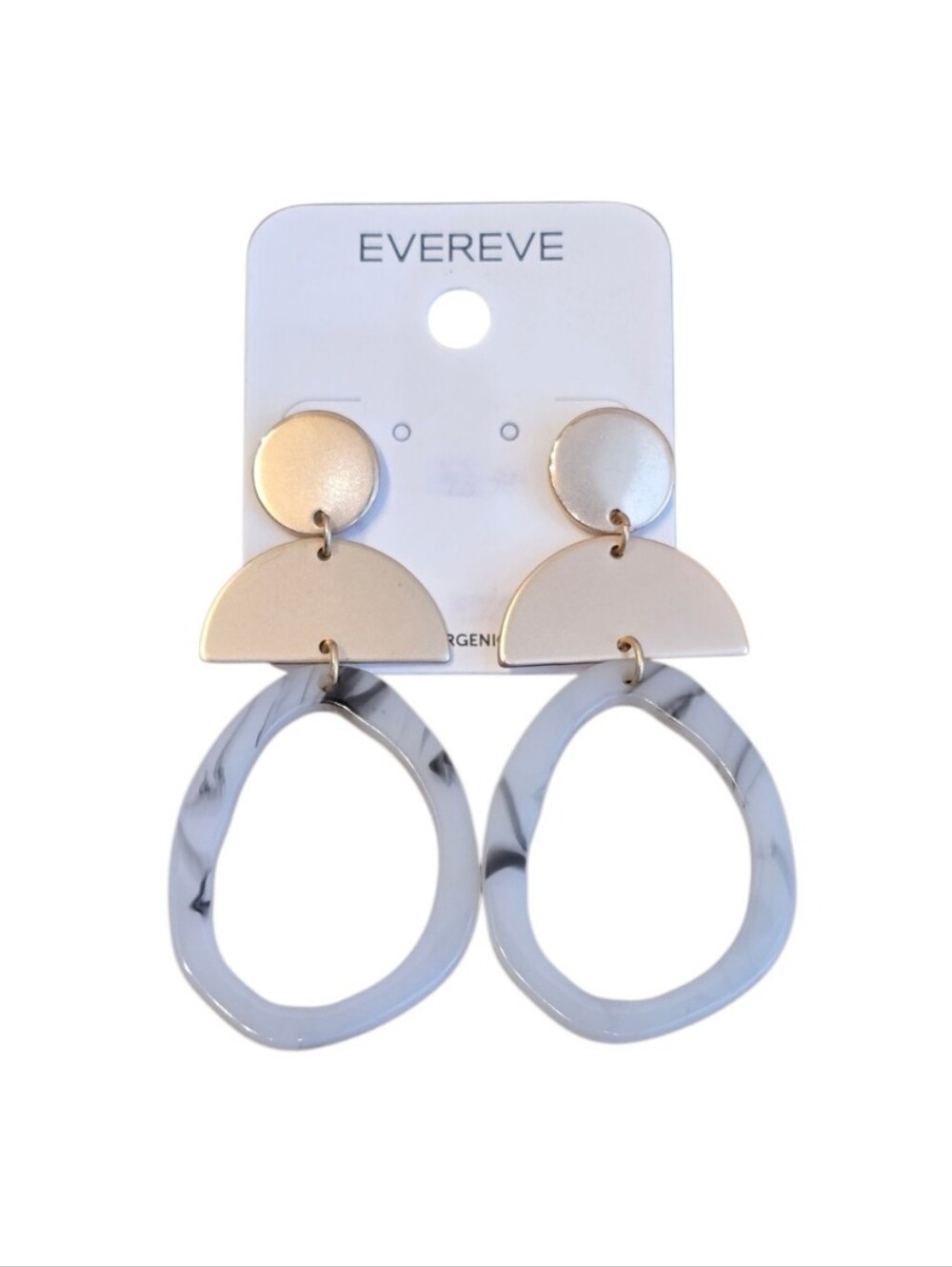 Evereve Geometric Drop Gold Clear Acrylic Dangle Hoop Earrings